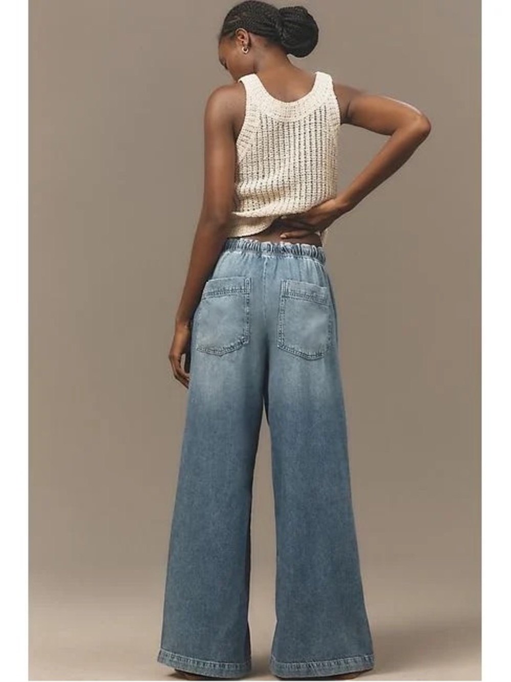 Anthropologie Pilcro Wide Leg Jeans Blue Denim Button Fly NWOT Size M